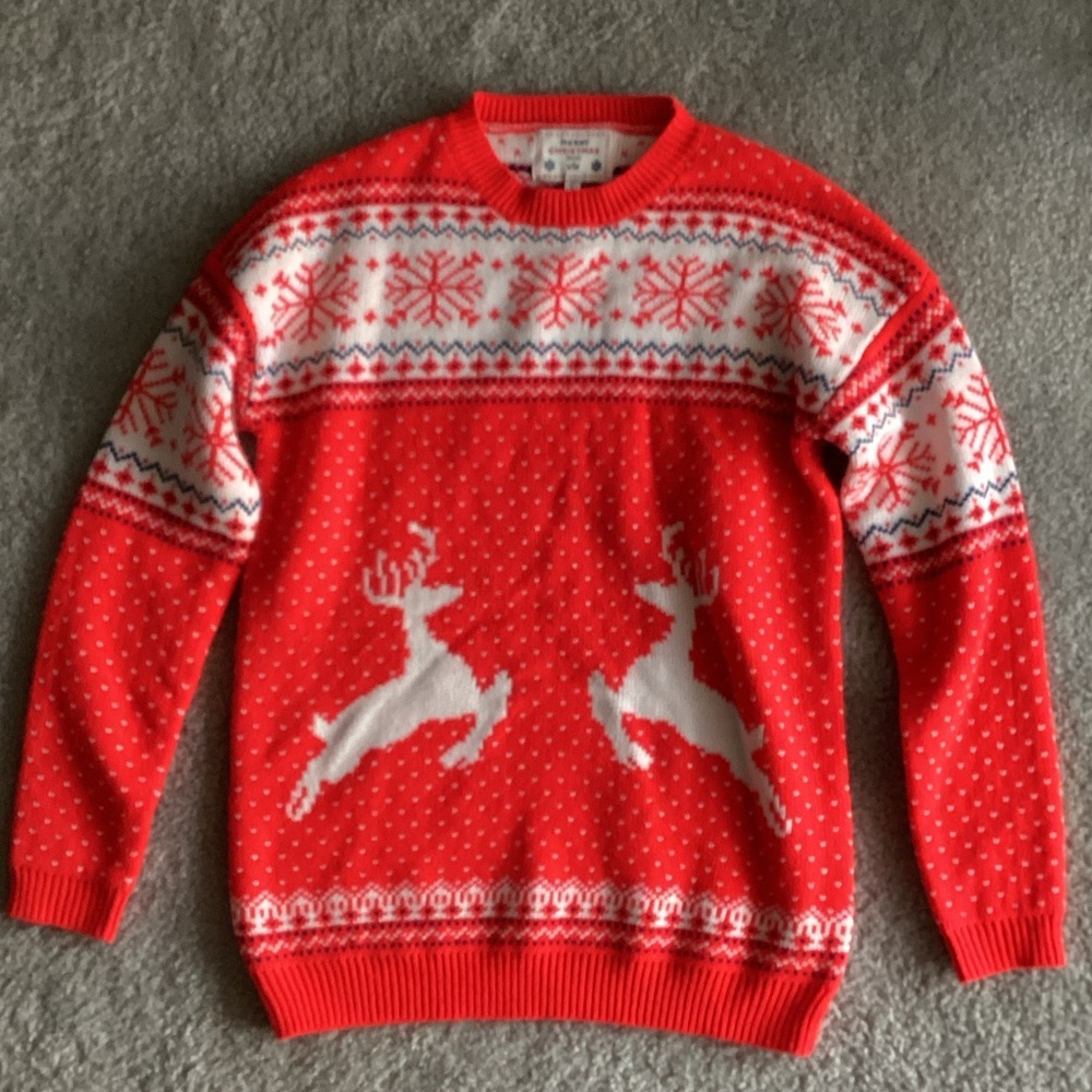 Men's Red Reindeer Crewneck Sweater - will fit women size M